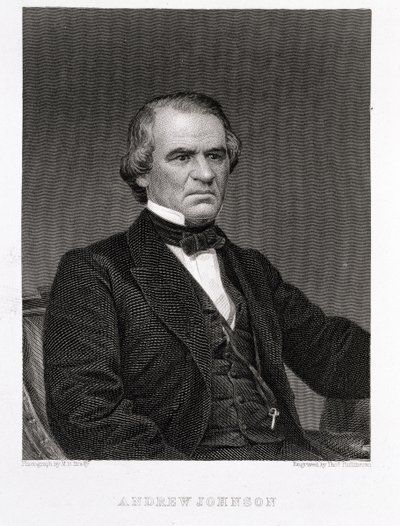 Andrew Johnson, inciso da una fotografia di Thomas Phillibrown da Mathew B. Brady